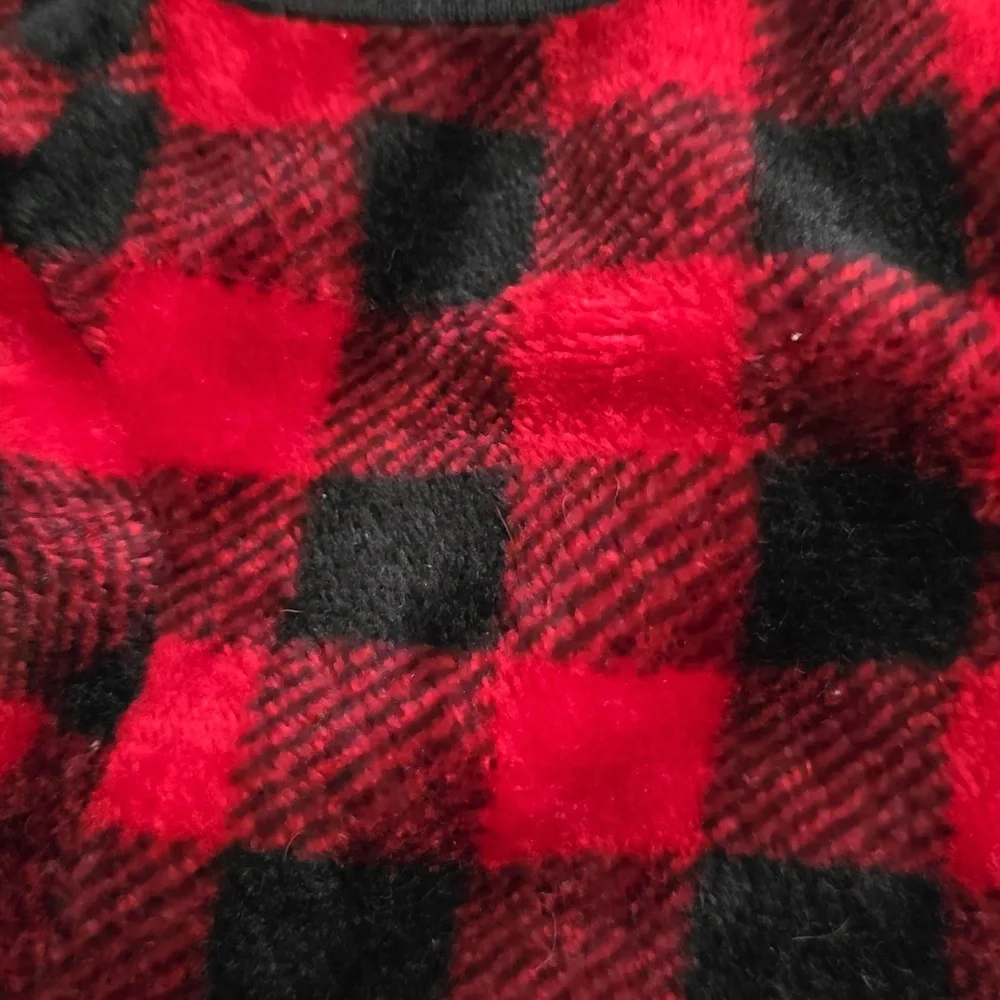 Red and Black Plaid Small Dog Sweater - Size M